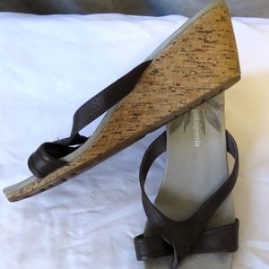 PATAGONIA Brown Cork Wedge Thong SOLIMAR SANDALS 8